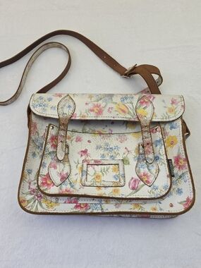 Zatchels Floral Leather Satchel Cottagecore Crossbody Bag Vintage Style UK